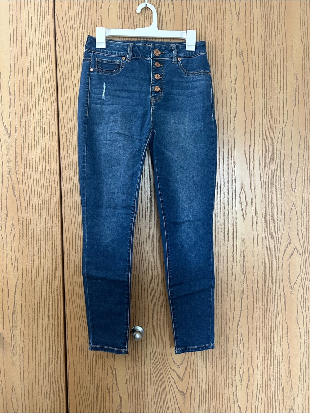 Maurices Dark Blue High-Rise Skinny Jeans with Button Fly